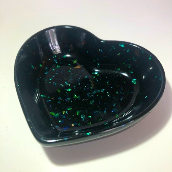 Black & Rainbow Glitter Heart Or Square Ring Dish - Picture 8 of 17